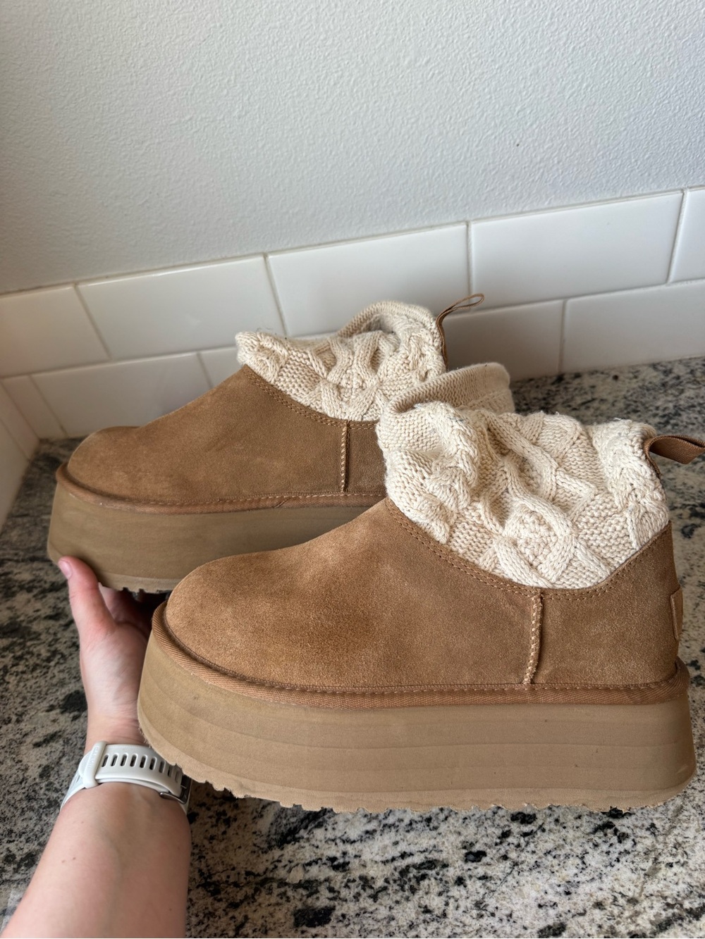 UGG Women's Classic Sweater Letter Tall Platform Boot. Size 8. VGUC. Read please - Picture 10 of 12